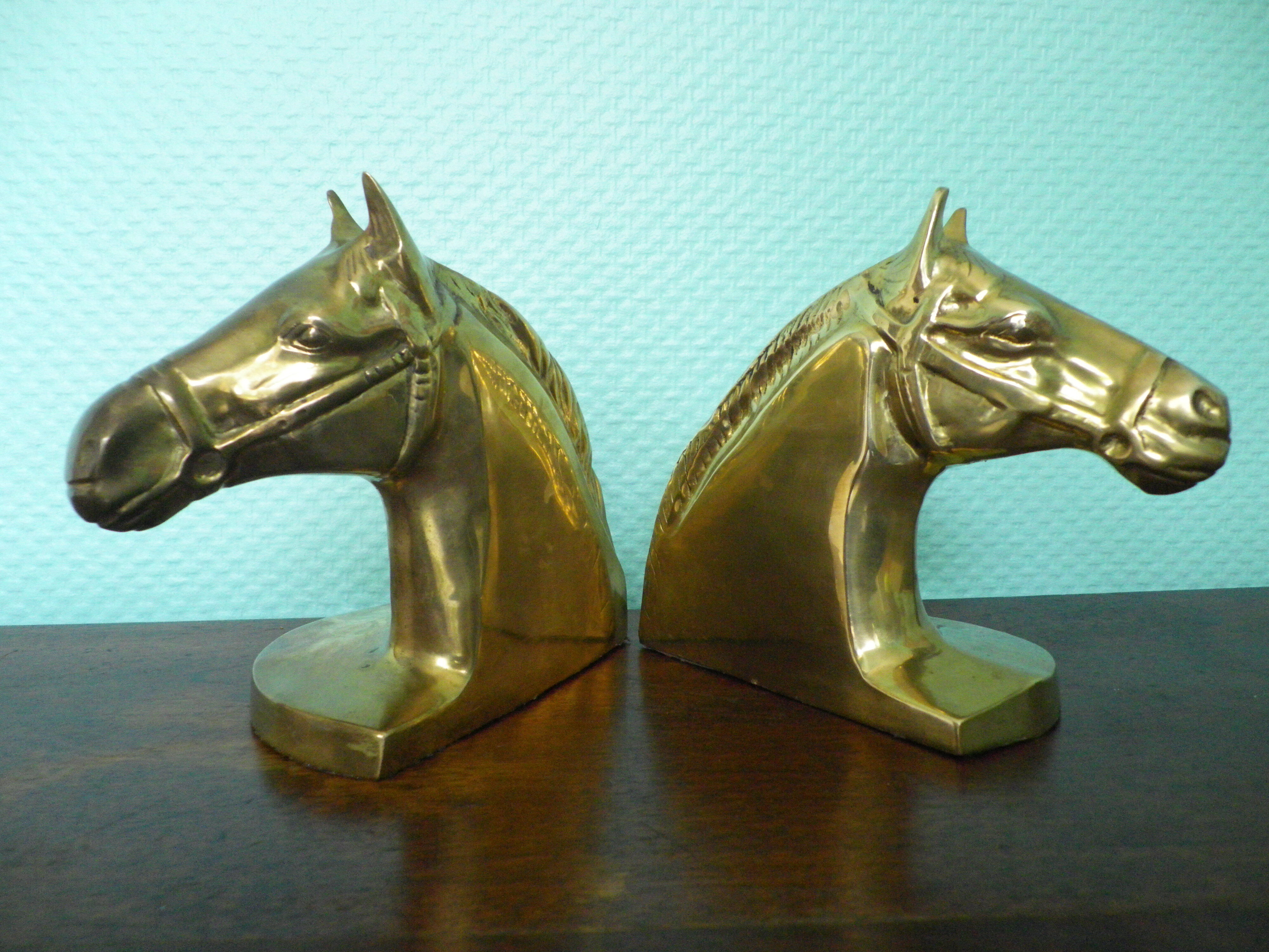 2 Horse-shaped bookends  in brass
