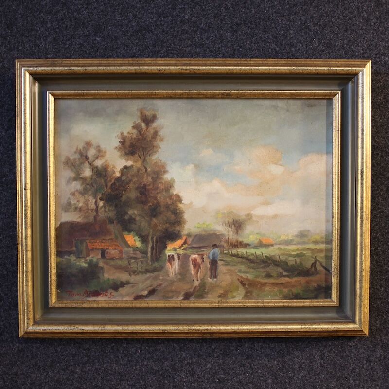 20th century Flemish bucolic landscape painting