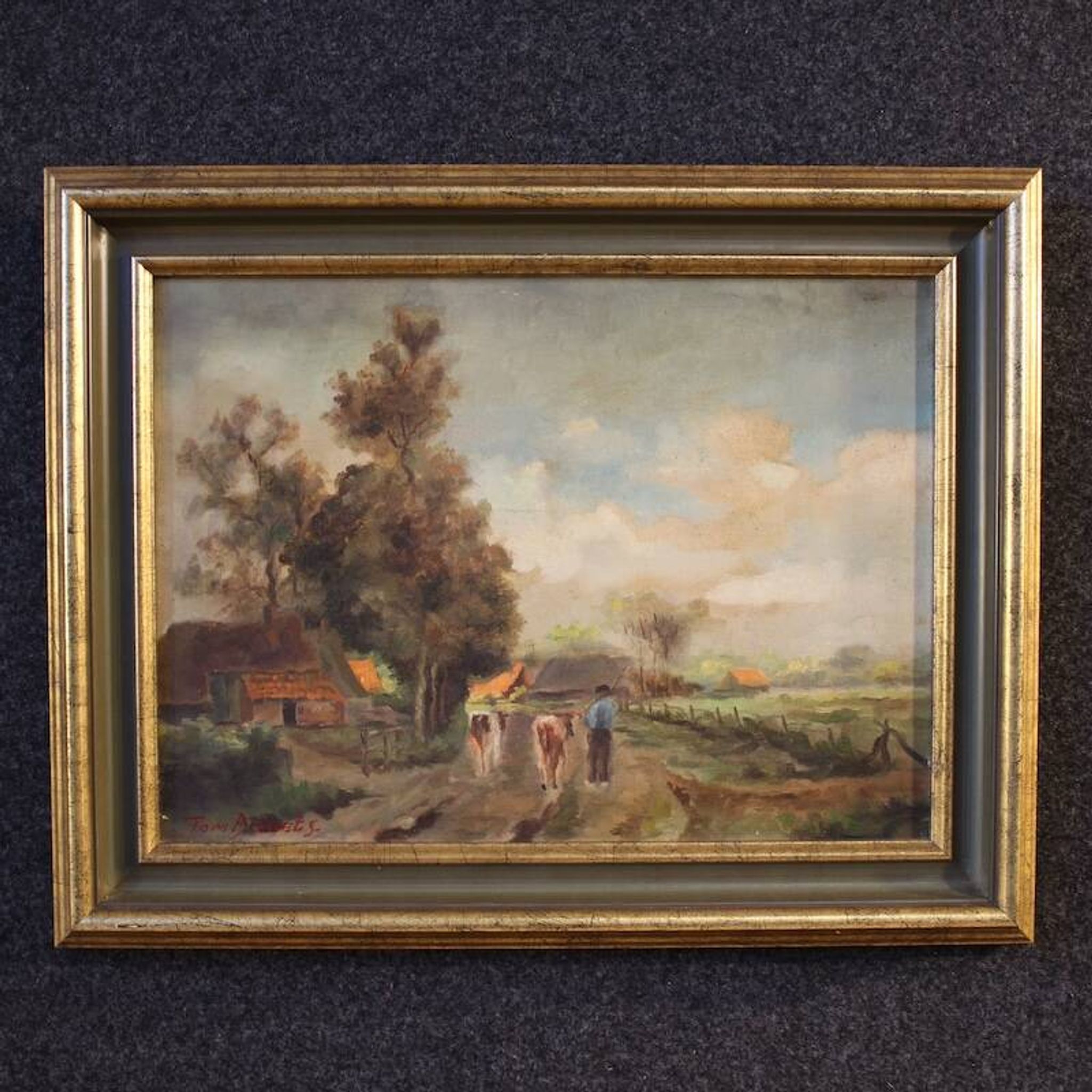 Peinture bucolique flamande du XXe siècle