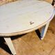 Oval bistro table from the 1930s with a lovely light blue patina