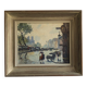 Huile sur toile vintage Notre Dame de Paris, scène de rue sous la pluie, signée 1950