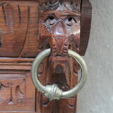 Henry II style bevelled oak mirror 95x154cm