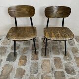 2 industrial style chairs in wood and metal