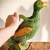 Majolica Duck Pitcher by Keller & Guérin, France, Art Nouveau, 1890