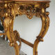 Claude Dalle grande console bois dore plateau marbre signée  Romeo