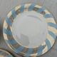 Vintage Bavaria ivory tea/coffee trio, sky blue & gold graphic waves.