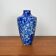 Blown glass vase with cobalt blue and white speckled effect, double walls