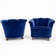 Swedish modern lounge chairs, clam shaped, 1940s Scandinavian design