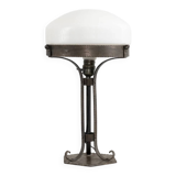 Vintage wrought iron and opaline glass Strindberg lamp