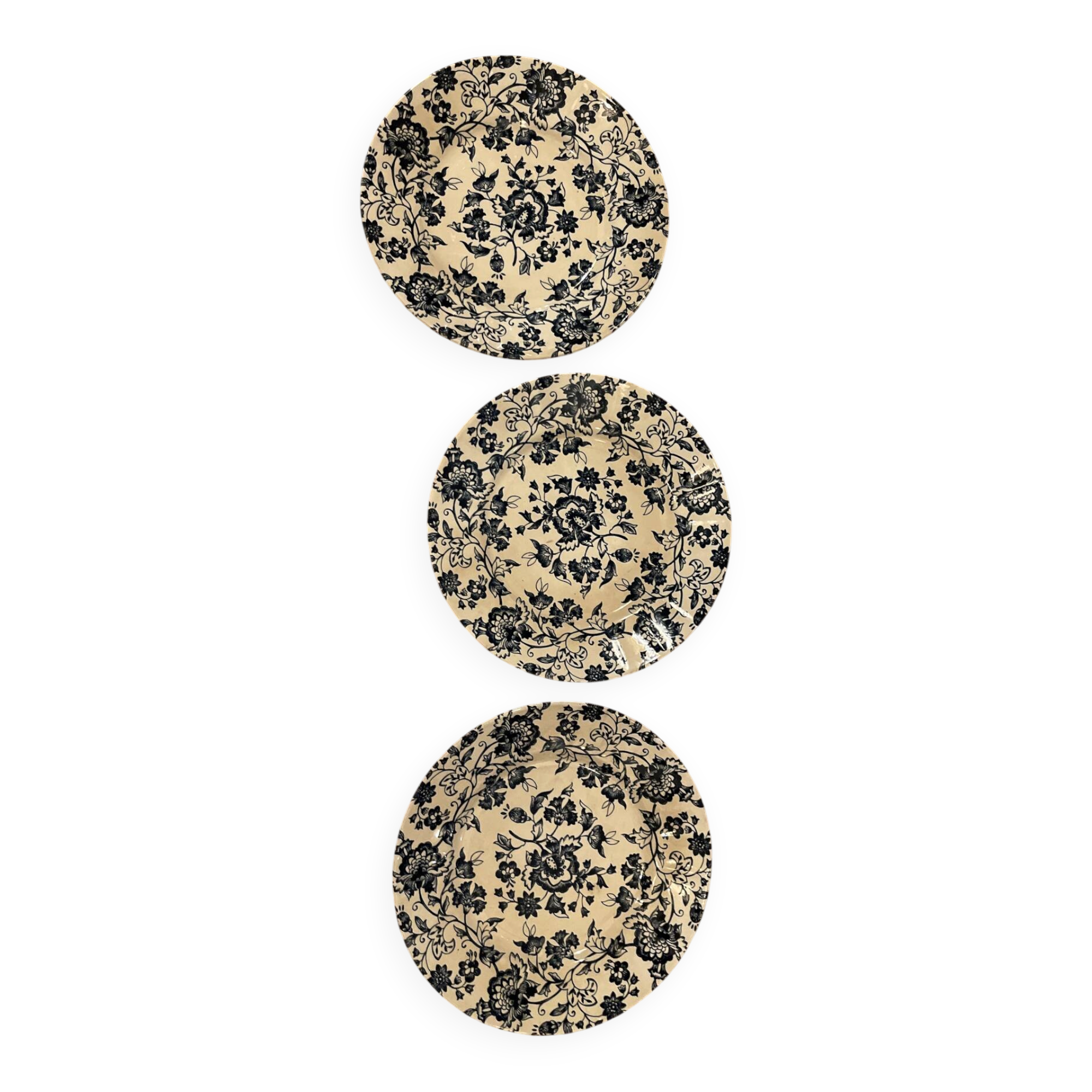 Flat plates in earthenware with blue flowers