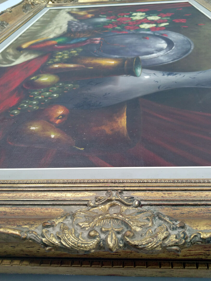 Huile antique géante sur toile par M.S. Dufour