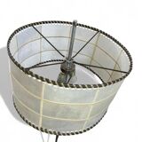 Vintage floor lamp with parchment and leather shade, 1960s