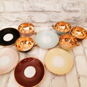 French fine porcelain coffee cups, colors and gold