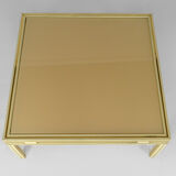 Coffee table, aluminium and brass, 1970s, by Pierre Vandel