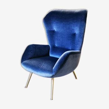 Armchair wingchair shepherdess 50s 60 blue