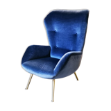 Armchair wingchair shepherdess 50s 60 blue