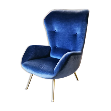 Armchair wingchair shepherdess 50s 60 blue