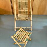 Bamboo deckchair and footrest from the 70s