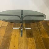 Coffee table in metal and smoked glass from the 70s