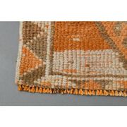 Tapis couloir vintage en laine et coton turc noué à la main orange 83x388
