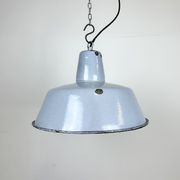 Industrial grey enamel factory pendant lamp, 1960s
