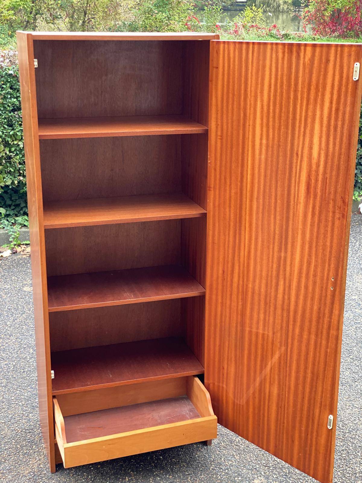 Vintage bonnet cabinet with drawer and shelves