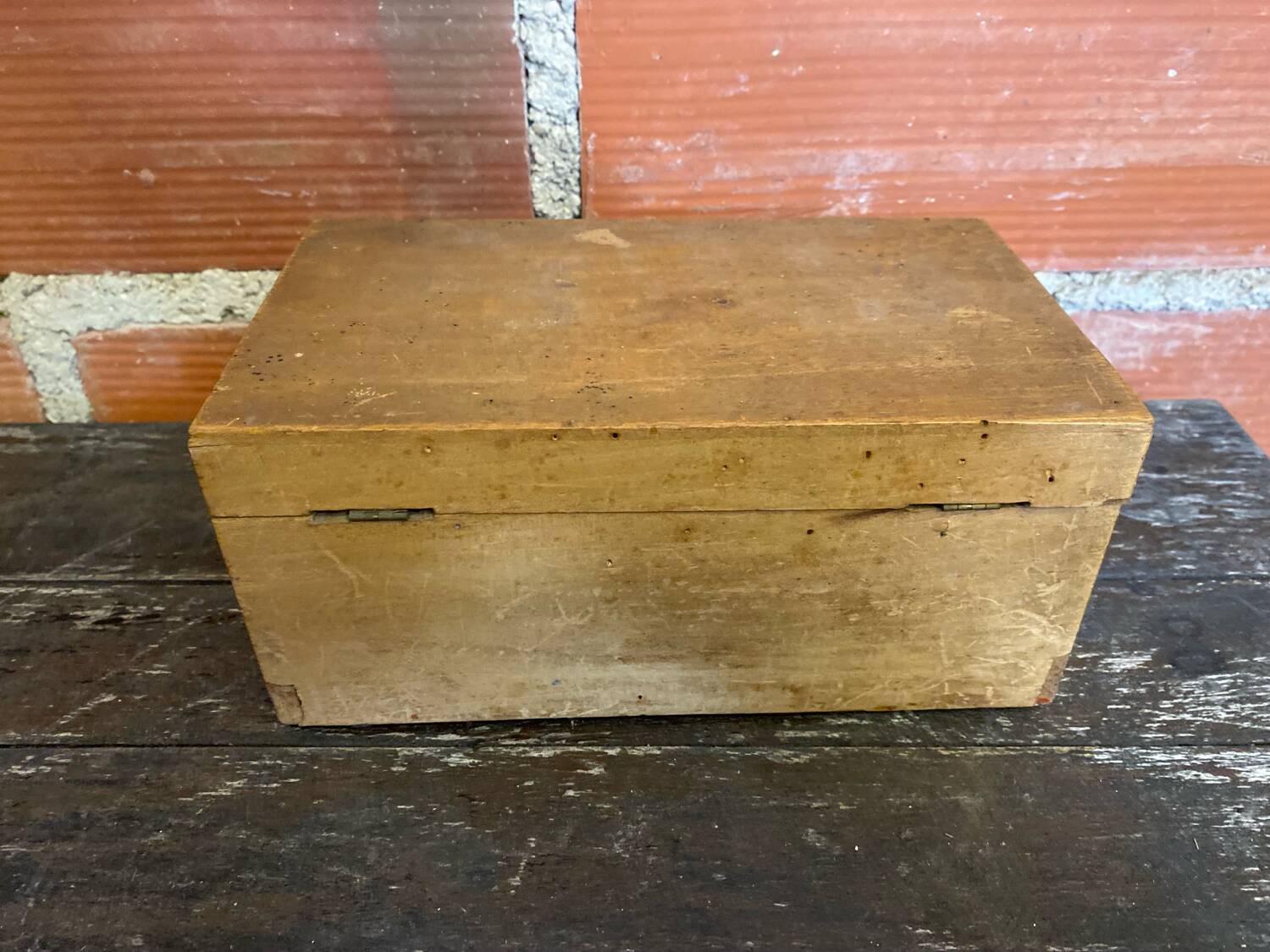 Antique box wooden box with vintage lock