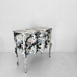 Baroque Abstract Painted Commode in Black and White by Felix Bachmann, 2024