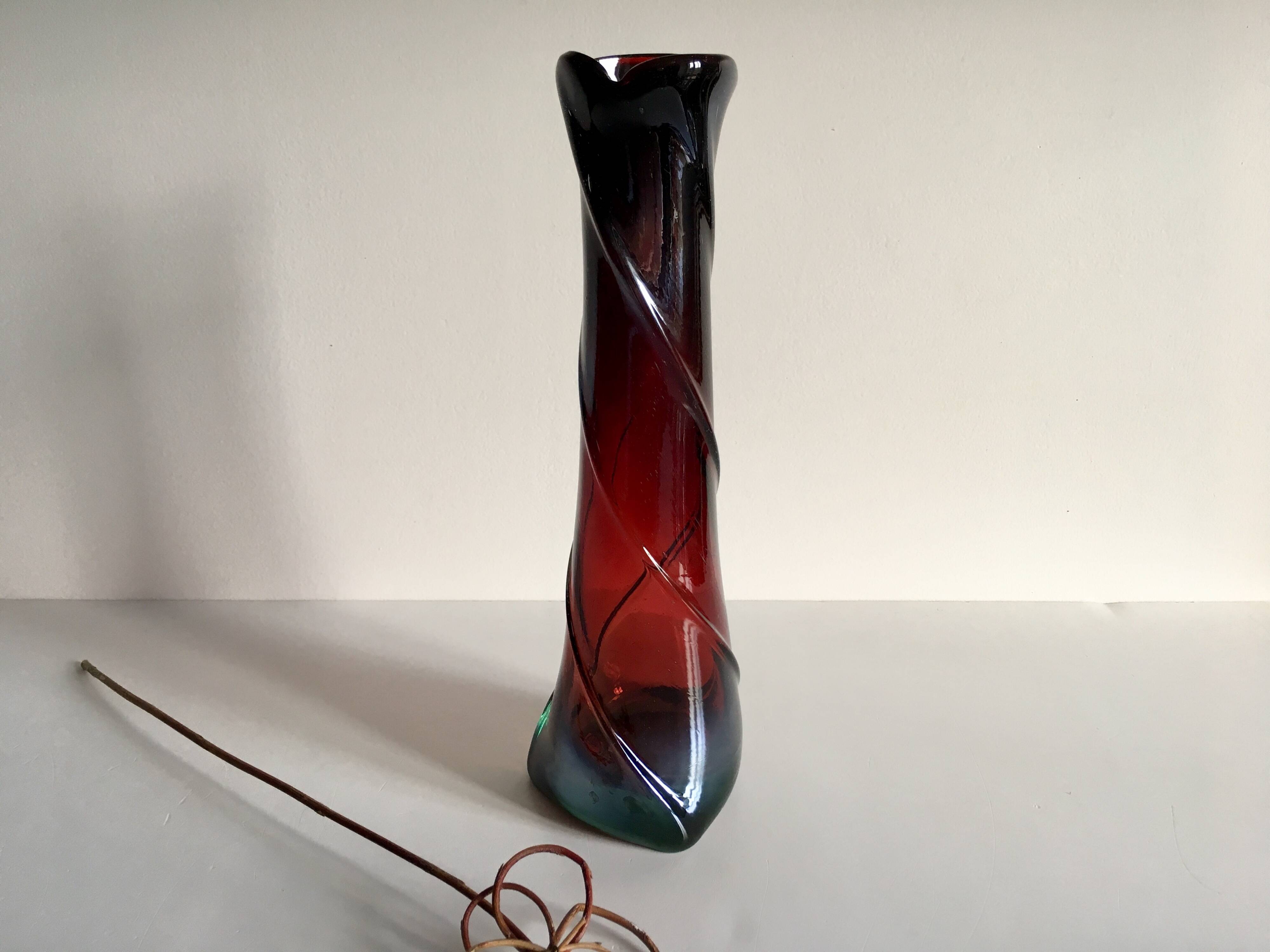 Modernist art deco crystal vase