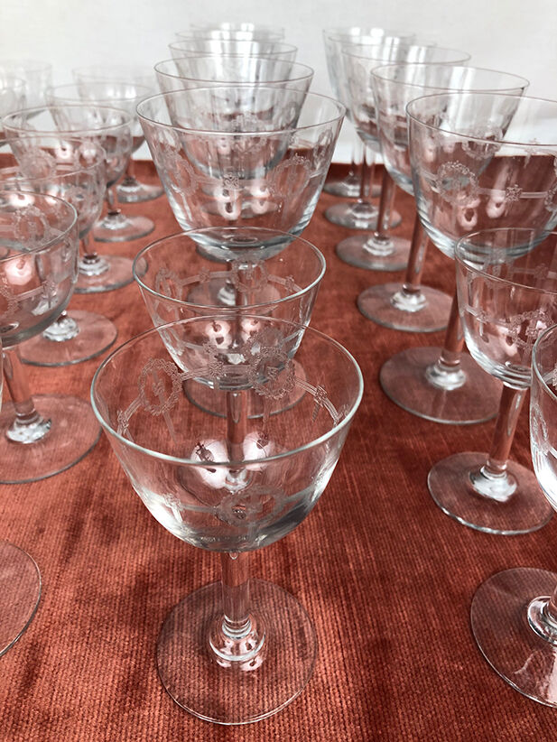Service of cut crystal glasses. 42 pieces