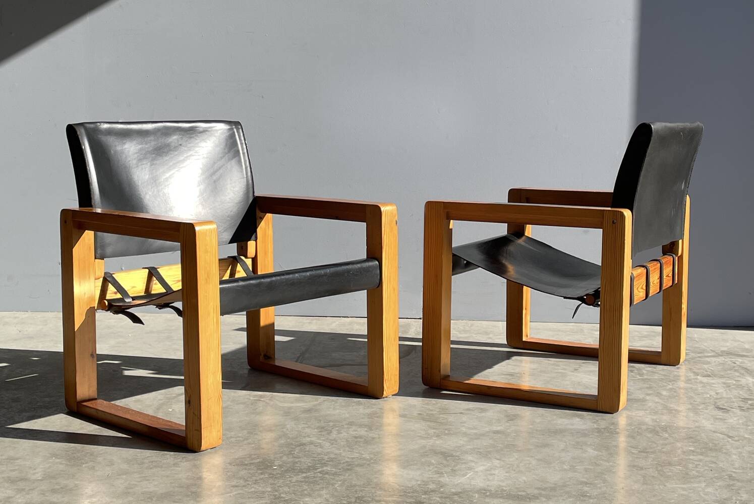 rare bohemian saddle leather safari easy chairs, 1970s