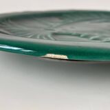 Vallauris - Large oval earthenware "fish" dish with green glaze