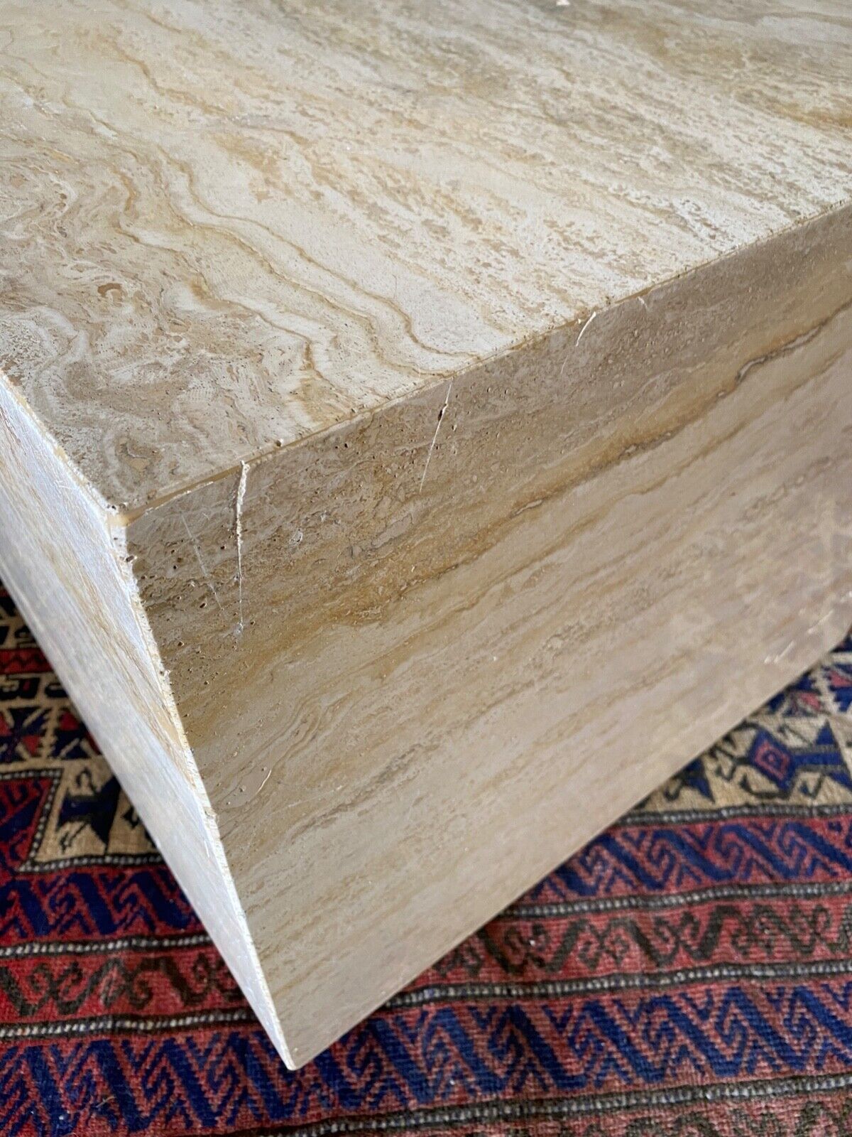 Base table shape square 1970 travertine on wheels french work