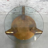 Art Deco coffee table with thick glass top