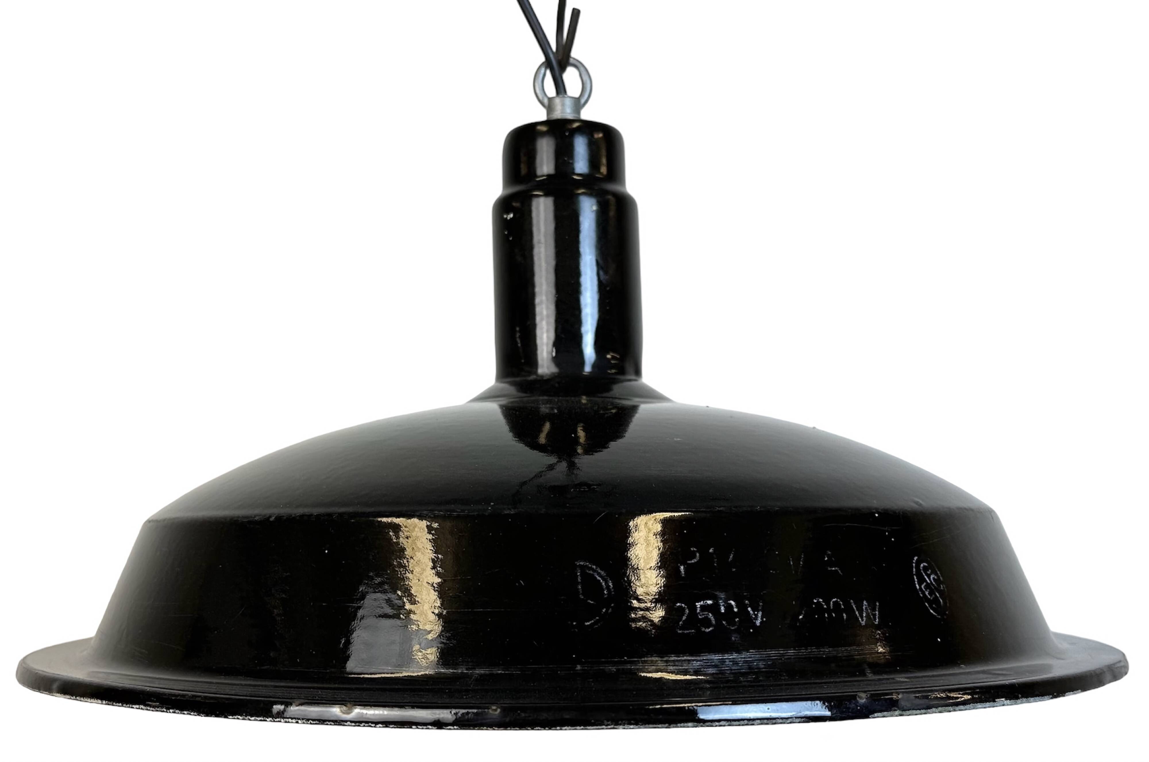 Industrial Black Enamel Factory Pendant Lamp, 1950s