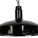Industrial Black Enamel Factory Pendant Lamp, 1950s