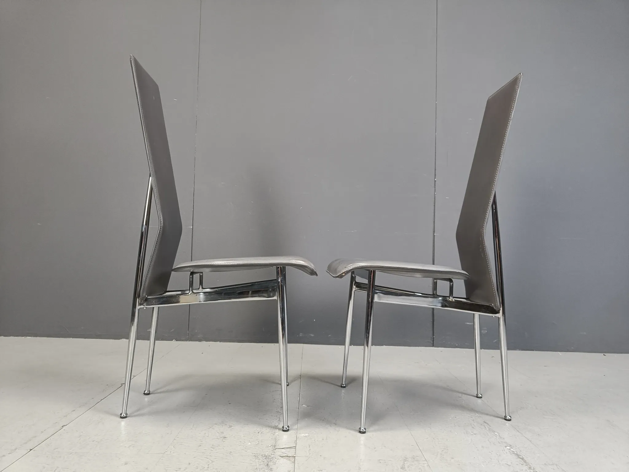 Vintage dining chairs by Giancarlo Vegni for Fasem, set of 8, 1980s