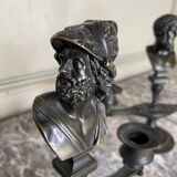 Pair of bronze candlesticks with a black patina in the antique style