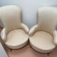 Pair of striped ivory toad armchairs