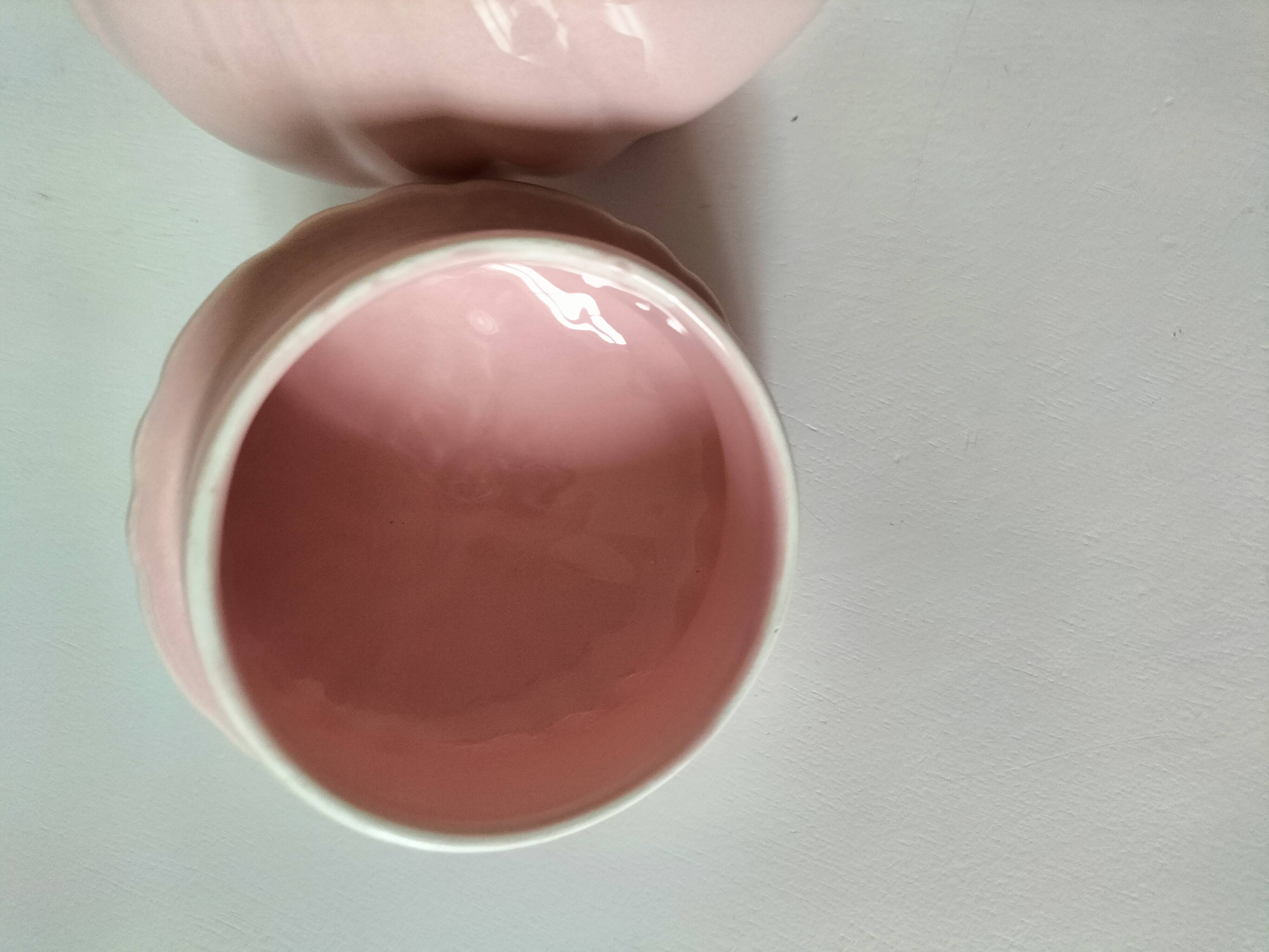 Vintage mid-century ribbed pink powder teapot by Salins.