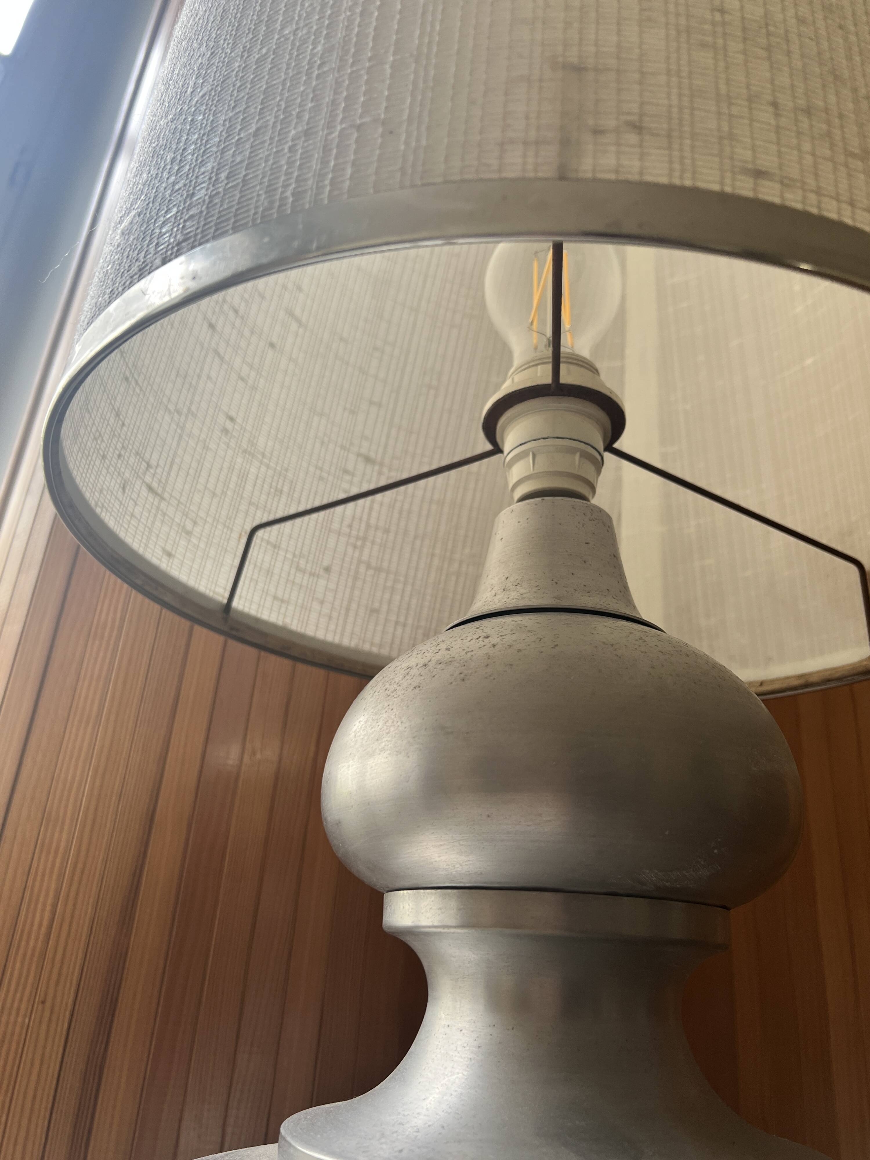 Lampe de sol en métal brossé Philippe Barbier, design 1970