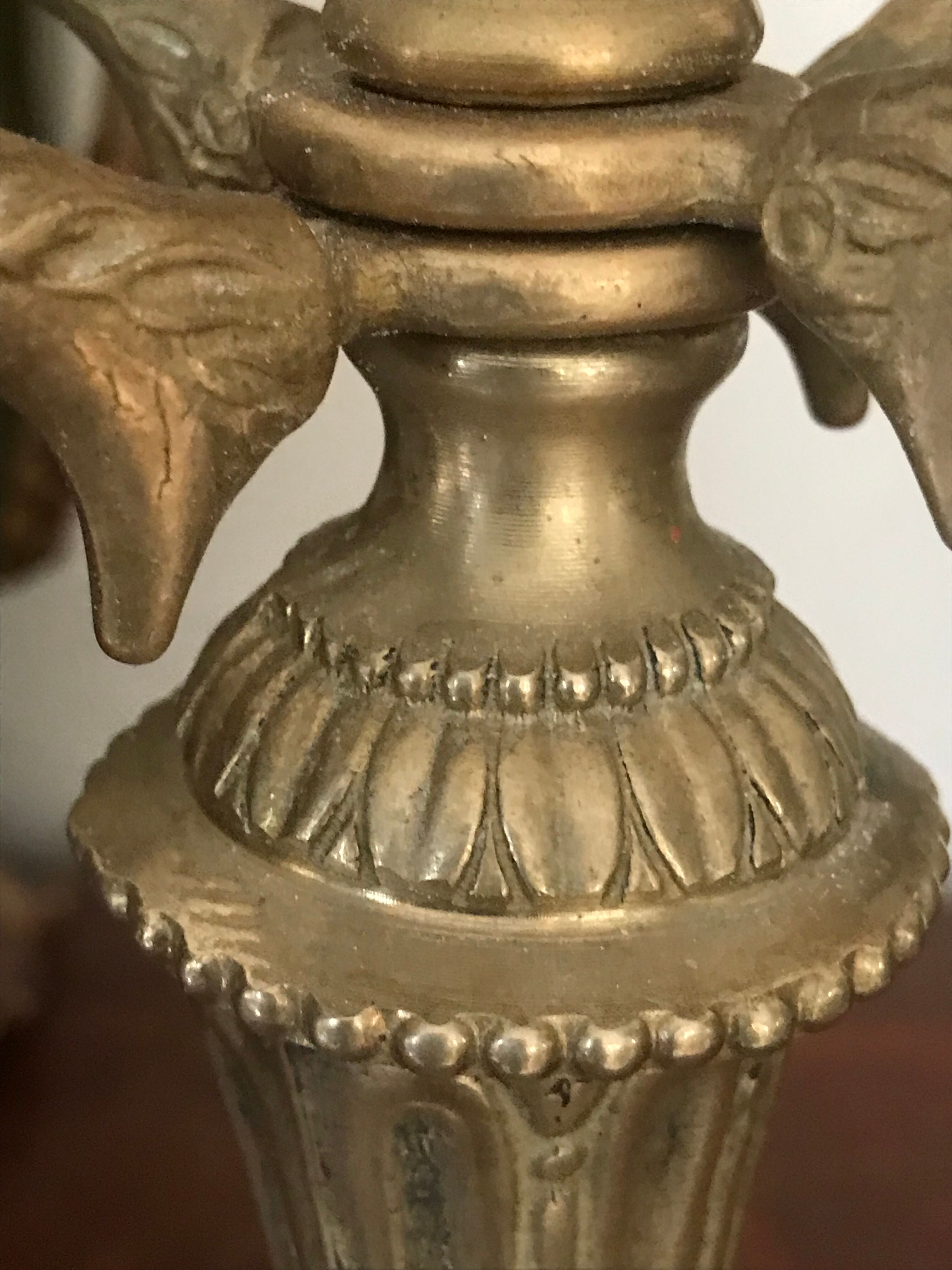 Pair of gilded bronze chandeliers