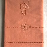 Old linen and cotton sheet terracotta
