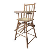 High chair retro baby old wood beech modular patinated white cream art deco dlg Baumann