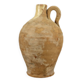 Yellow glazed terracotta diving jug from the South of France old pottery 19 thc