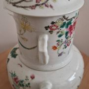 Antique Chinese enameled porcelain teapot with famille rose decoration