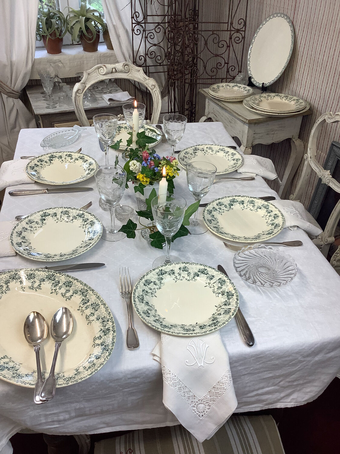 6 Antique Linen Napkins monogram