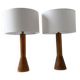 Paire de lampes de table bois chêne années 50