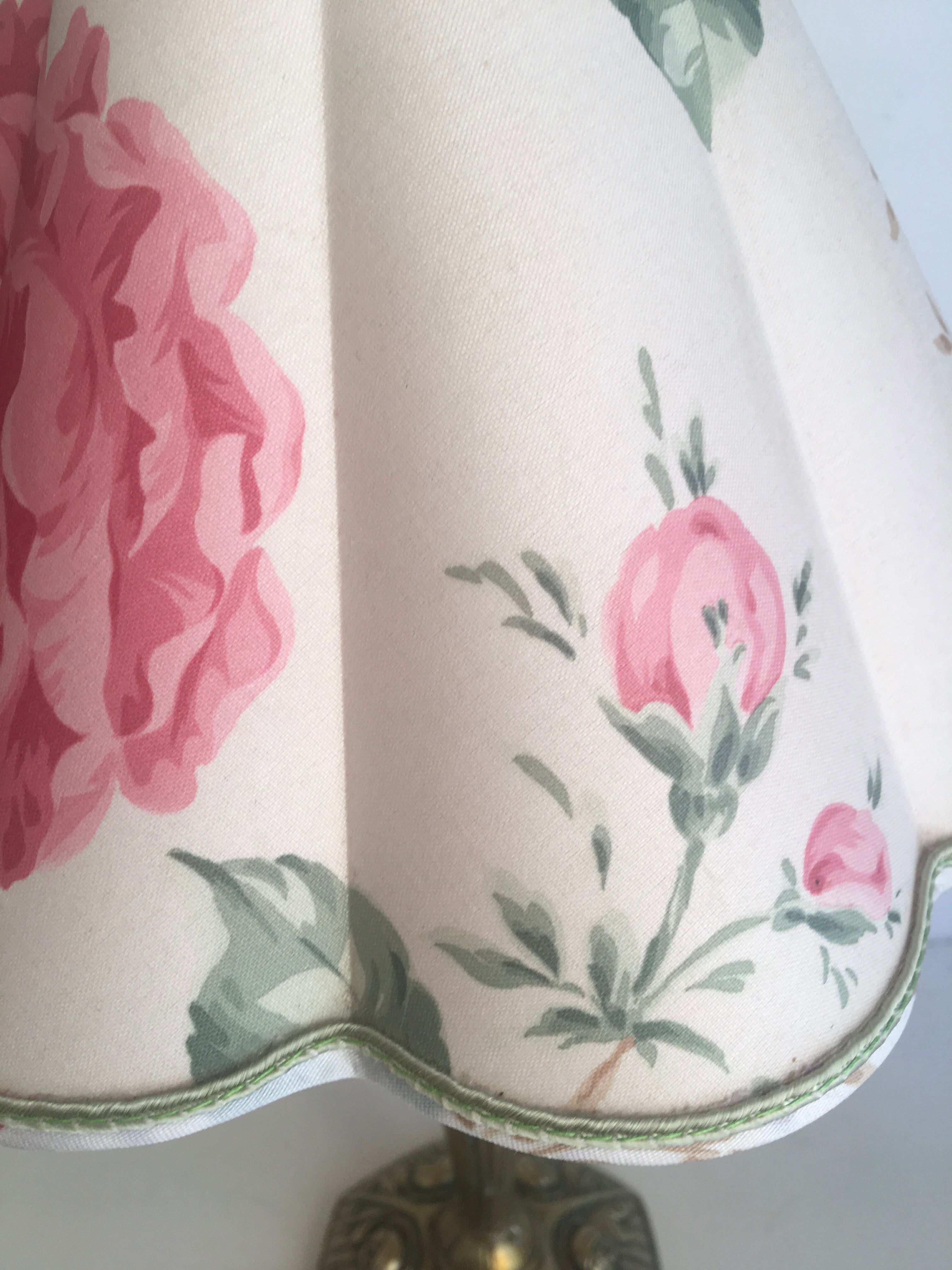 Bronze lamp, lampshade fabric stripe and cable vintage switch