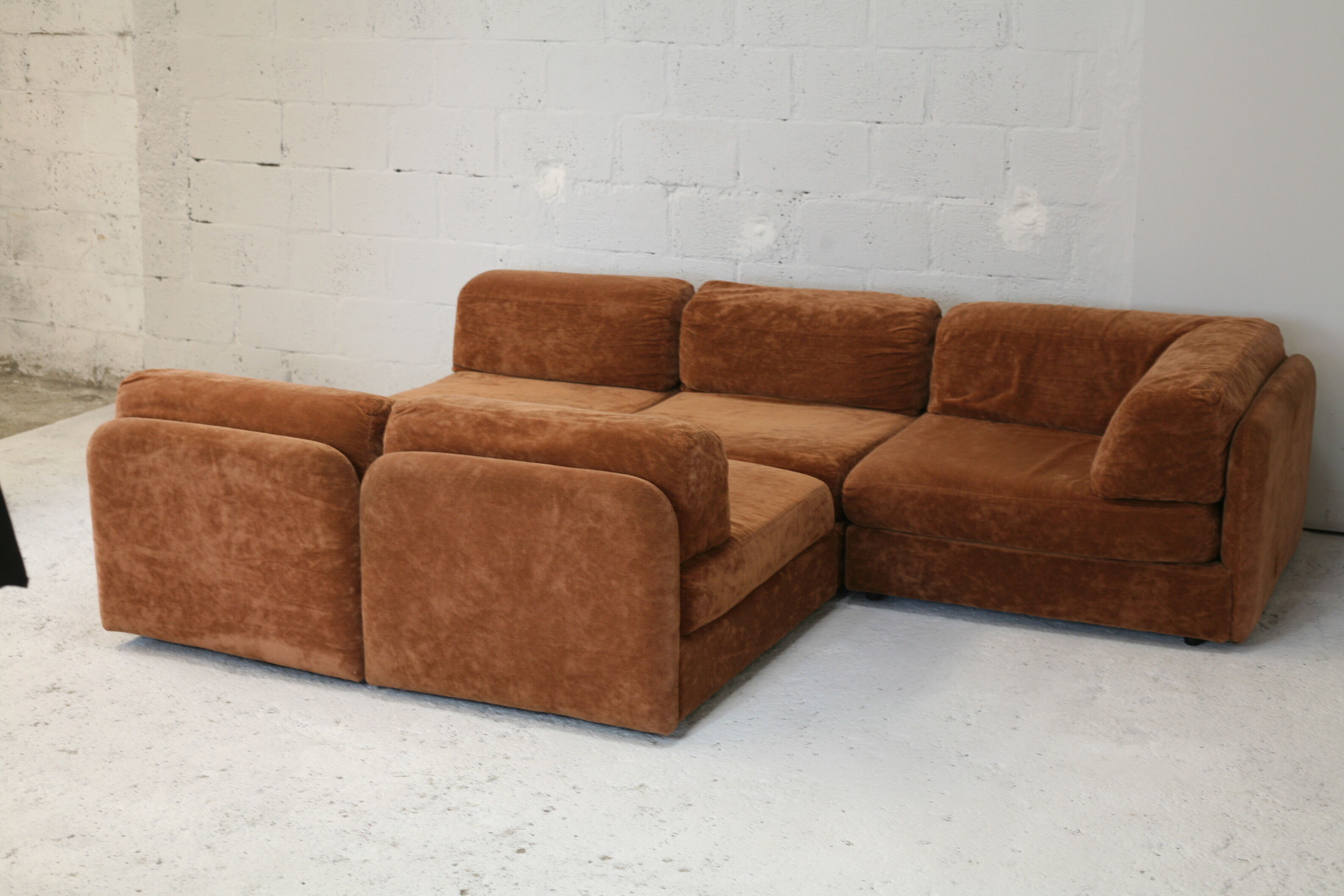 70s modular sofa, light brown velvet